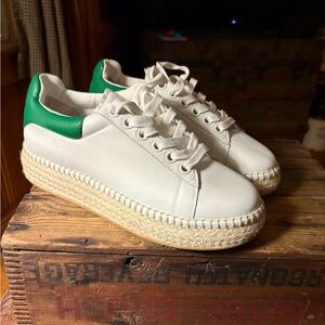 Steve Madden White and Green Espadrille Sneakers size 10